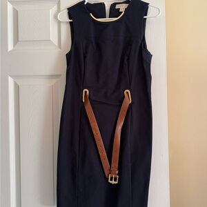Michael Kors Navy Dress with Brown Accents